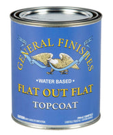 General Finishes Flat Out Flat Topcoat quart swatch demo shows a durable, water-based finish