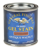 General Finishes Antique Walnut oil gel stain bottle ready for easy hand rubbed color