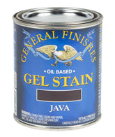 General Finishes Oil Base Gel Stain Java bottle showing easy wipe-on application.
