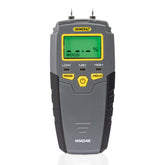 General Tools MMD4E moisture meter with backlit LCD enables quick readings in dim spaces.
