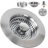 Generic 3-in-1 drain strainer stopper for efficient kitchen waste capture.