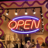 Generic LED Open Sign front view shows compact, lightweight design for storefront windows.
