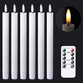 GenSwin flameless taper candles on table create romantic dining ambiance.