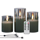 GenSwin rechargeable LED flameless glass candle with 3in diameter for safe ambient light