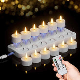 GenSwin 12-pack rechargeable tea lights with base for ambient glow