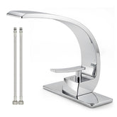 Geobella curved arc chrome bathroom faucet for a sleek modern vanity