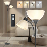 GERGO led floor lamp matte black front view highlights stable base for steady illumination.