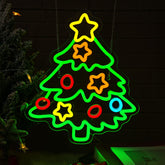 Gevbay Christmas Tree Neon Sign mounted on wall for festive home décor.