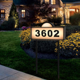 GEYUEYA Home solar address sign in yard with warm white LEDs for night visibility