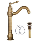GGStudy 360° swivel antique brass faucet with versatile reach for vessel sinks.