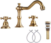 GGStudy 8-Inch two-handle antique brass faucet for a timeless bathroom focal point.