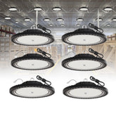GGTH UFO LED high bay 200W shines in a workshop with clear task lighting.