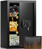 GHJGAGE large safe box front view showing spacious interior for documents and valuables.