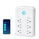 GHome Smart Plug Outlet Extender front view showing three smart outlets ready for individual control.