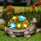 GIGALUMI solar garden turtle front view, a charming focal point for yard decor.