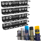 Gijok four-pack wall-mounted spray can holder on garage wall for organized storage