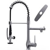 GIMILI black stainless faucet with pull-down sprayer for versatile rinsing
