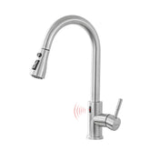 GIMILI touchless faucet front view in brushed nickel enhances cleanliness and style