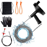 Ginbel Direct drain auger fully extended for deep kitchen drain access.