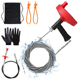 Ginbel Direct drain auger 33 ft safely clears clogs while protecting pipes.