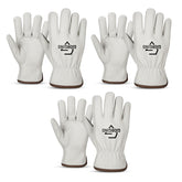 Giorgino Leather Pack 3 gloves pack shot showing durable cowhide protection for heavy tasks