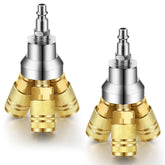 Gisafai 2-pack 3-way air manifold closeup with brass-colored fittings