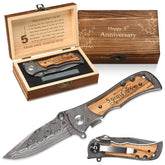 GiveGreatGift 5th anniversary knife in gift box, ideal keepsake packaging for husband