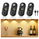 GLARESBOT LED puck light front view enhances cabinet illumination
