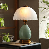 Glivpny vintage lamp for living room with warm glow and ceramic base.