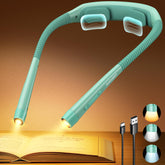 Glocusent ergonomic reading light on neck band for comfortable, hands-free illumination.