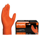 Gloveworks orange nitrile disposable gloves ready for quick tasks