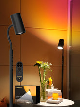 GLOWRIUM Dual-Side Floor Lamp with dual heads brightens the living room for reading.