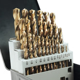 GMTOOLS cobalt drill bits set in case for organized storage and quick access.