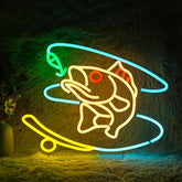 GNVETZLL fishing neon sign wall mount glows vibrant for rooms and shops.