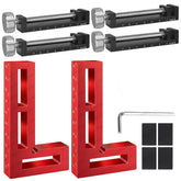 Go Fast Tools corner clamps hold wood at a precise 90-degree angle for accurate joints.