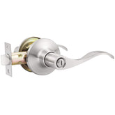 GOBEKOR privacy door lever in brushed nickel for bedroom privacy.