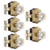 Gobrico antique brass interior lockset with octagonal crystal knob for privacy.