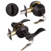 Gobrico front-exterior lever lockset on a sturdy door for secure entry