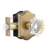 Gobrico octagonal diamond crystal doorknob in antique brass, front view for interior doors.