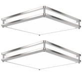 GoBright 13-inch square LED ceiling light with brushed nickel finish, dimmable for flexible illumination.