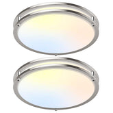 GoBright 16-inch dimmable LED ceiling light with brushed nickel finish.