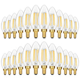 GoBright 24-pack dimmable E12 bulbs illuminate chandeliers with energy-efficient brightness.