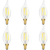 GoBright flame-tip dimmable E12 bulb closeup for elegant chandeliers