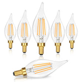 GoBright flame-tip LED candelabra bulb enhances chandeliers with warm, dimmable illumination.