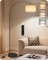 GOEBLESON arc lamp with marble base for stable living room lighting