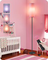 Goebleson dimmable pink floor lamp with remote illuminates living room softly
