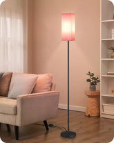 GOEBLESON floor lamp side view highlights space-saving design for tight corners.