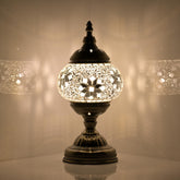 GOGERS Turkish Moroccan table lamp with handmade mosaic glass shade provides artisanal charm for any room.