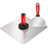 Goldblatt 13-inch aluminum drywall hawk shows mud area and safe rounded corners.