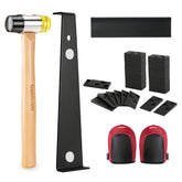 Goldblatt installation kit pull bar demonstrates robust leverage to align laminate planks without scratches.